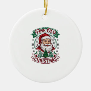 Fine Old Christmas Santa Claus Trees Snowflakes Ceramic Tree Decoration