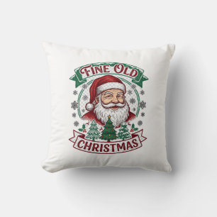 Fine Old Christmas Santa Claus Trees Snowflakes Cushion