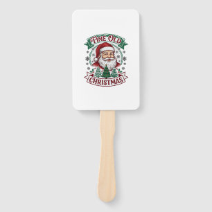 Fine Old Christmas Santa Claus Trees Snowflakes Hand Fan