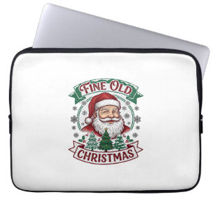Fine Old Christmas Santa Claus Trees Snowflakes Laptop Sleeve