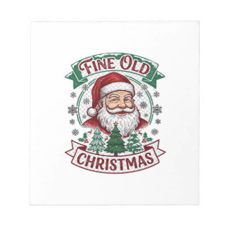 Fine Old Christmas Santa Claus Trees Snowflakes Notepad