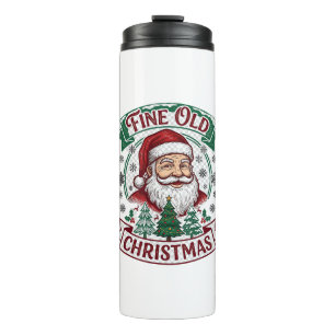 Fine Old Christmas Santa Claus Trees Snowflakes Thermal Tumbler