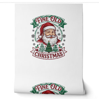 Fine Old Christmas Santa Claus Trees Snowflakes Wallpaper