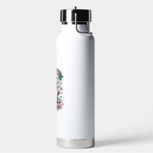 Fine Old Christmas Santa Claus Trees Snowflakes Water Bottle