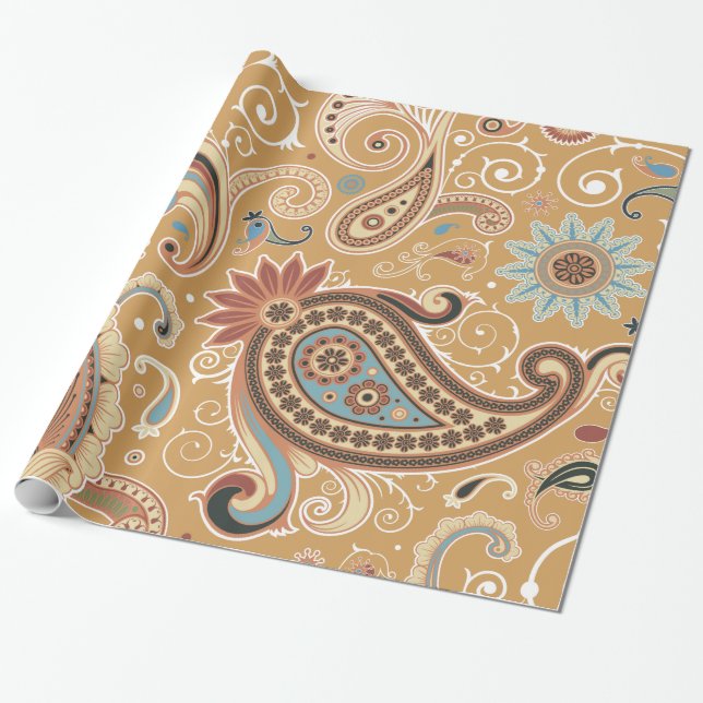 Fine Paisley Cool Cute Girly Retro Fashion Wrapping Paper (Unrolled)
