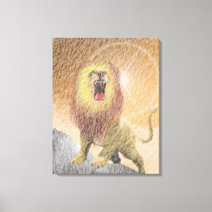Fine Pencil Orange Lion  Canvas Print