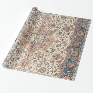 Fine Persia Tabriz Blue Rust Orange  Wrapping Paper