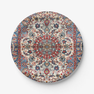 Fine Persian Baby Blue Red Tan Paper Plate