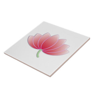 Fine Pink Lotus Flower Cute Girly Retro Floral Tile