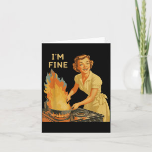 Fine Retro Housewife Cooking Vintage Kitchen Funny Card