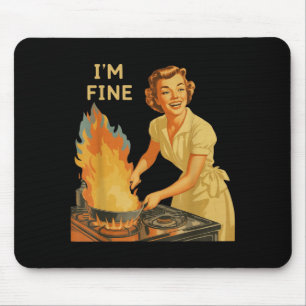 Fine Retro Housewife Cooking Vintage Kitchen Funny Mouse Pad