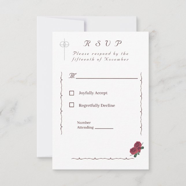Fine Roses Catholic RSVP Card (Front)