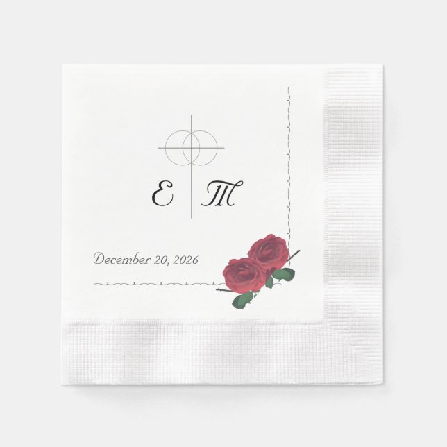 Fine Roses Catholic Wedding Napkin (Front)