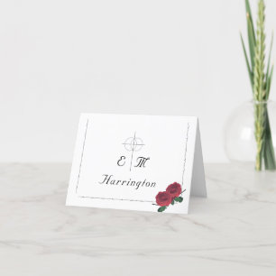 Fine Roses Catholic Wedding Thank You Card