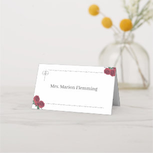 Fine Roses Folded Place Card