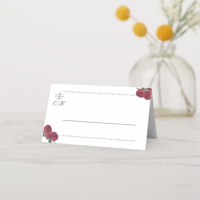 Fine Roses Folded Place Card (Front)