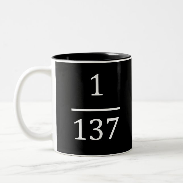 fine structure constant, made only for physicsts Two-Tone coffee mug (Left)
