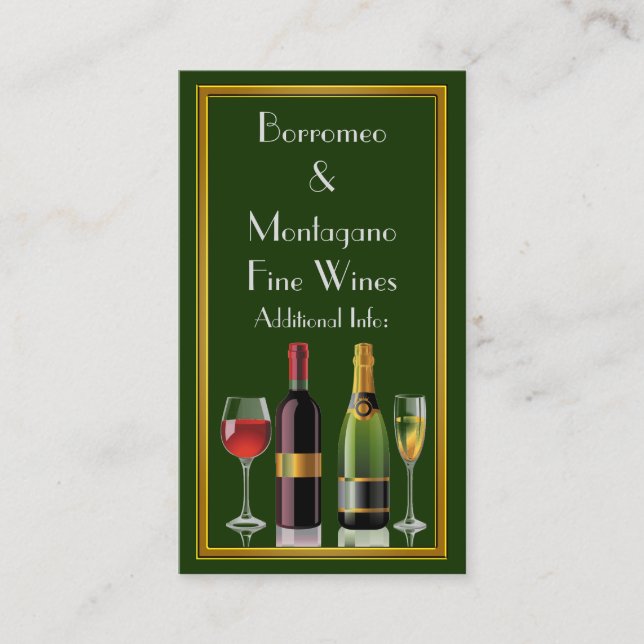 Fine Wine Green Business Card 2 (Front)