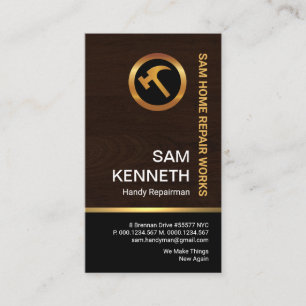 Fine Wood Grain Black Column Carpentry Handyman Business Card