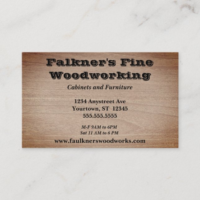 Fine Woodgrain Woodworker Carpenter Business Card (Front)