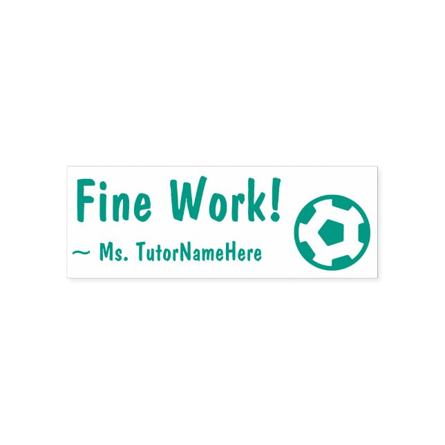 "Fine Work!" + Soccer Ball Icon Self-inking Stamp (Design)