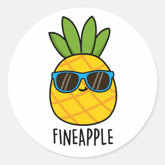 Fineapple Funny Pineapple Pun  Classic Round Sticker (Front)