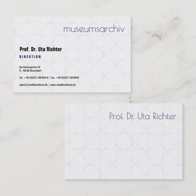 finely patterned, clear, legible business card (Front/Back)