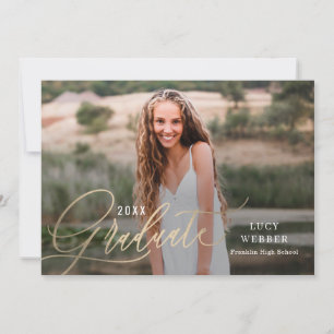 Finely Penned Graduation Announcement Invitation