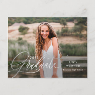 Finely Penned Graduation Announcement Postcard