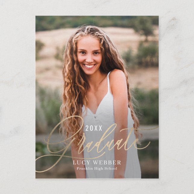 Finely Penned Graduation Announcement Postcard (Front)