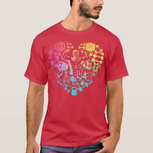 finess gym heart love Weight lifter Gym Body Buil T-Shirt