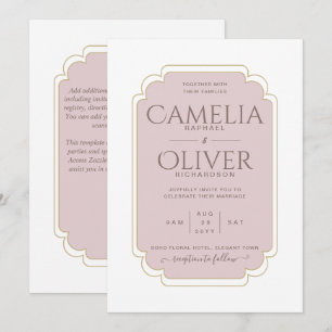 Finest Dusky Pink Gold MONOCHROME Wedding Invitation