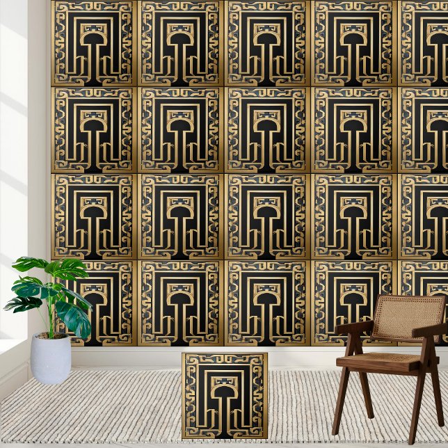 Finest Gold Black Blue Stylish Greek Ceramic Tile (Creator Uploaded)