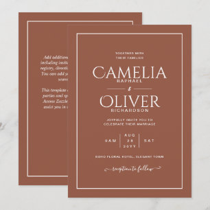 Finest Terracotta MONOCHROME Wedding Invitation