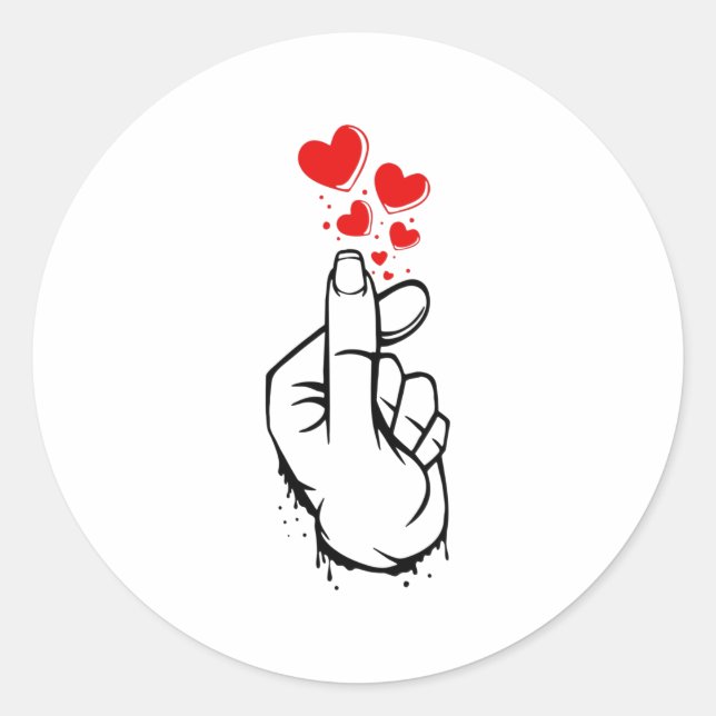 Finger Heart Classic Round Sticker (Front)