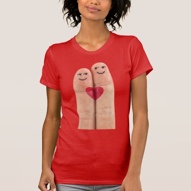 Finger Heart Couple  T-Shirt (Front)