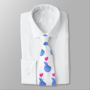 Finger Love Sign & Heart Valentine's Day Romantic Tie