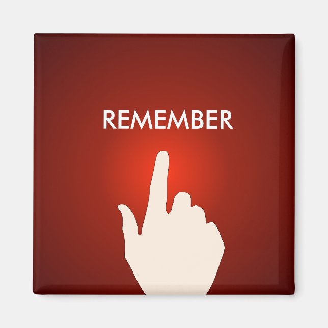 Finger on the red glowing button Magnet (Front)