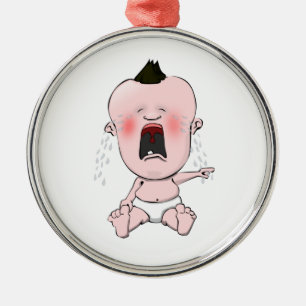 Finger Pointing Crying Baby Metal Tree Decoration