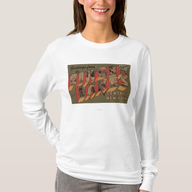 Fingerlakes, New York - Large Letter Scenes T-Shirt (Front)