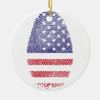 Fingerprint American USA National Flag Independenc Ceramic Tree Decoration