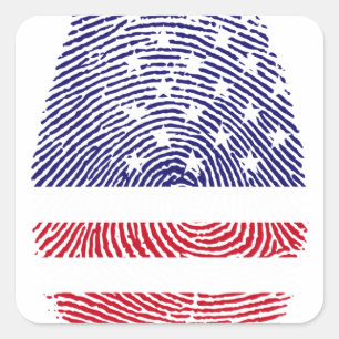 Fingerprint American USA National Flag Independenc Square Sticker