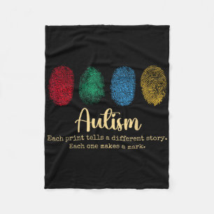 Fingerprint Autism7 Fleece Blanket