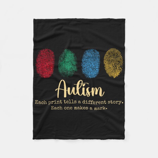 Fingerprint Autism7  Fleece Blanket (Front)