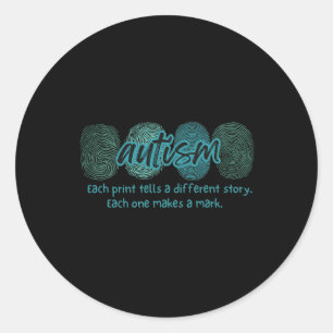 Fingerprint Autism Awareness  Classic Round Sticker