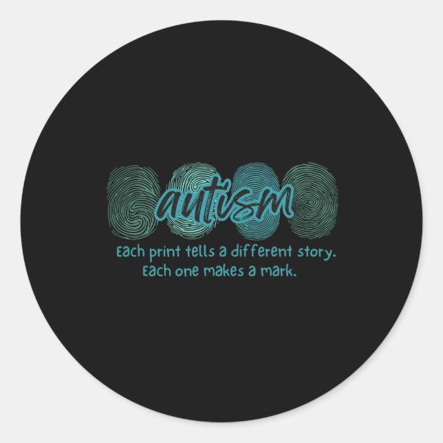 Fingerprint Autism Awareness  Classic Round Sticker (Front)