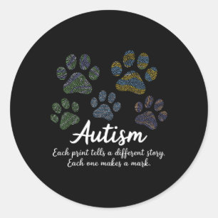 Fingerprint Autism Awareness Month Pet Lover Cat P Classic Round Sticker