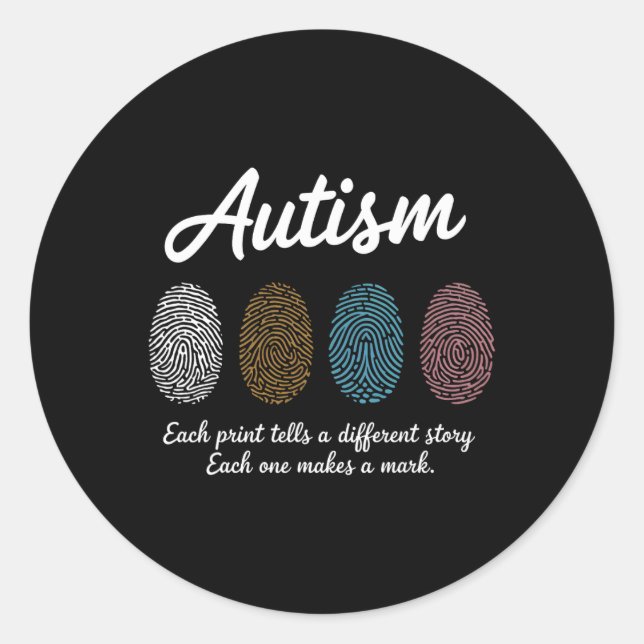 Fingerprint Autism Awareness Month Teachers Differ Classic Round Sticker (Front)