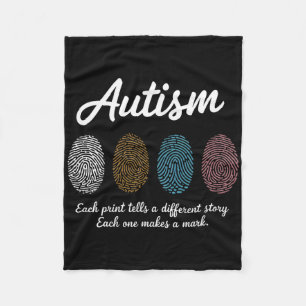Fingerprint Autism Awareness Month Teachers Differ Fleece Blanket