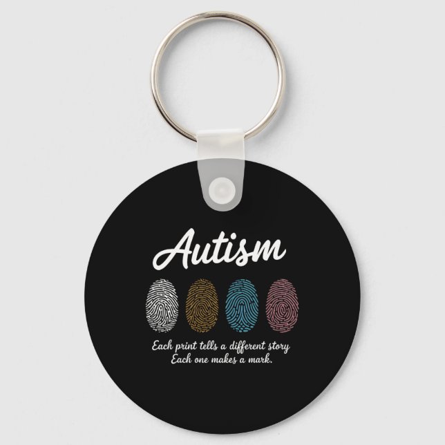 Fingerprint Autism Awareness Month Teachers Differ Key Ring (Front)
